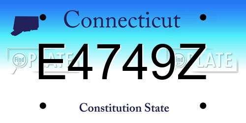 E4749Z Connecticut License Plate