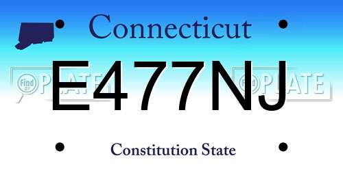 E477NJ Connecticut License Plate