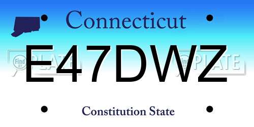 E47DWZ Connecticut License Plate