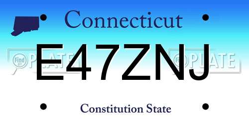 E47ZNJ Connecticut License Plate