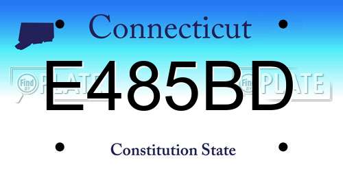 E485BD Connecticut License Plate