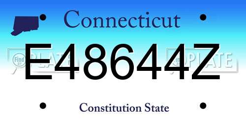 E48644Z Connecticut License Plate