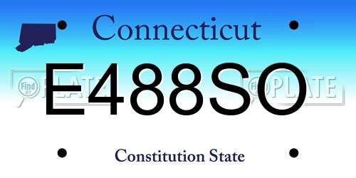 E488SO Connecticut License Plate