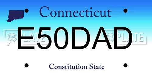 E50DAD Connecticut License Plate