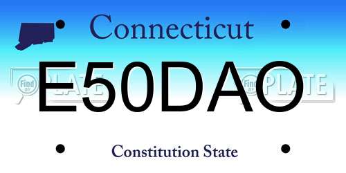 E50DAO Connecticut License Plate