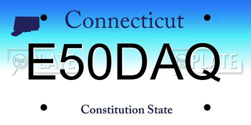 E50DAQ Connecticut License Plate