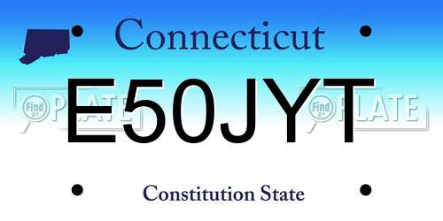 E50JYT Connecticut License Plate