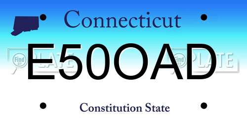 E50OAD Connecticut License Plate