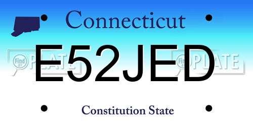 E52JED Connecticut License Plate