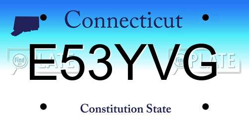 E53YVG Connecticut License Plate