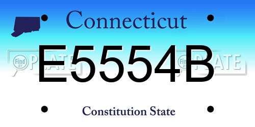 E5554B Connecticut License Plate