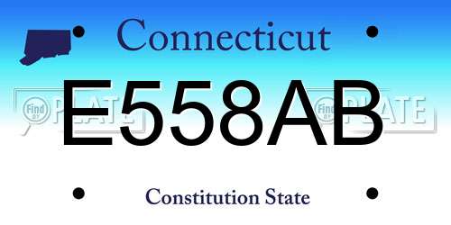 E558AB Connecticut License Plate