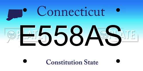 E558AS Connecticut License Plate