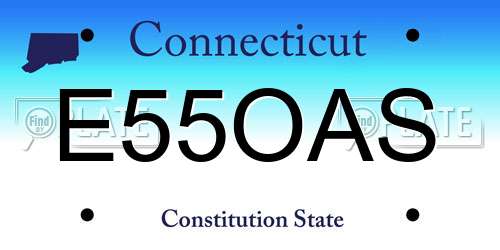 E55OAS Connecticut License Plate