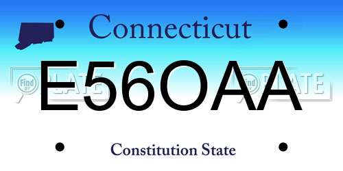 E56OAA Connecticut License Plate