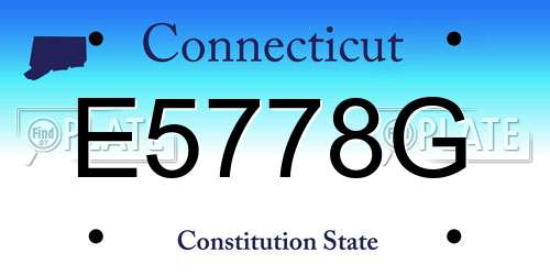 E5778G Connecticut License Plate