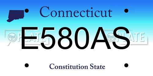 E580AS Connecticut License Plate