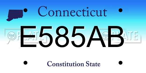 E585AB Connecticut License Plate