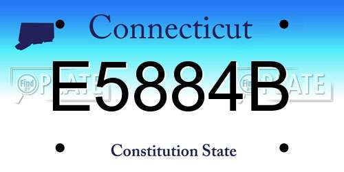 E5884B Connecticut License Plate