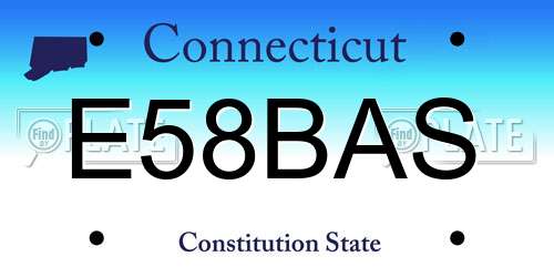 E58BAS Connecticut License Plate