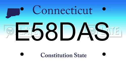 E58DAS Connecticut License Plate