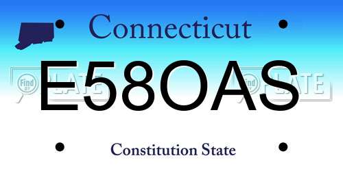 E58OAS Connecticut License Plate
