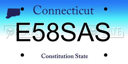 E58SAS Connecticut License Plate