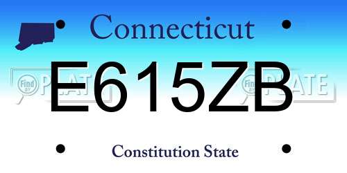 E615ZB Connecticut License Plate