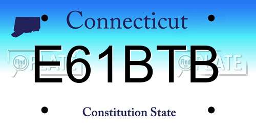 E61BTB Connecticut License Plate