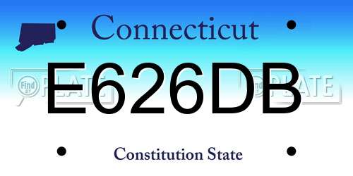 E626DB Connecticut License Plate