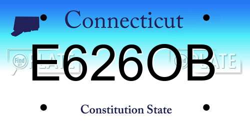E626OB Connecticut License Plate