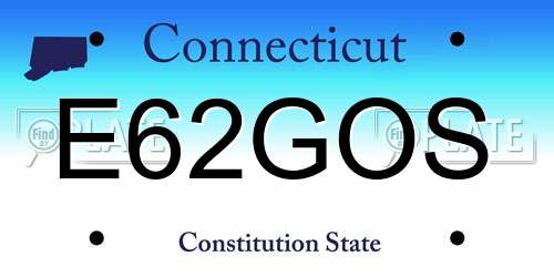 E62GOS Connecticut License Plate