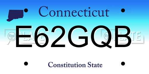 E62GQB Connecticut License Plate