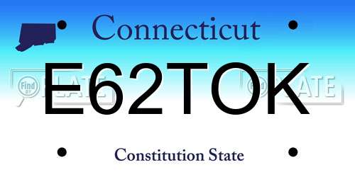 E62TOK Connecticut License Plate