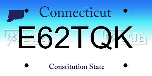 E62TQK Connecticut License Plate