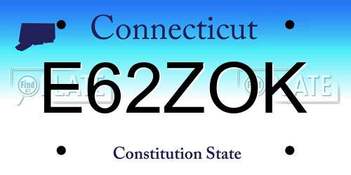 E62ZOK Connecticut License Plate