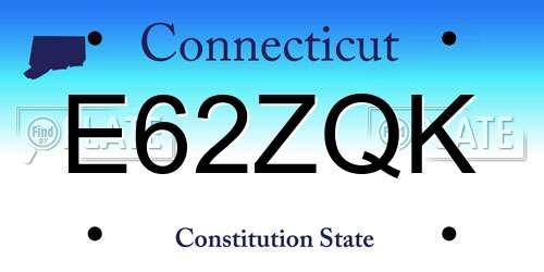 E62ZQK Connecticut License Plate