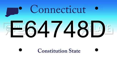 E64748D Connecticut License Plate