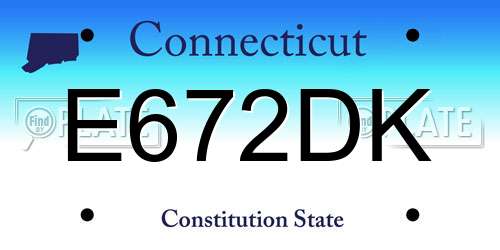 E672DK Connecticut License Plate