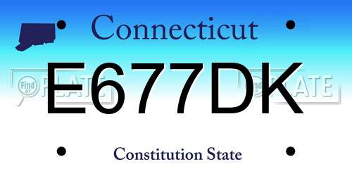 E677DK Connecticut License Plate