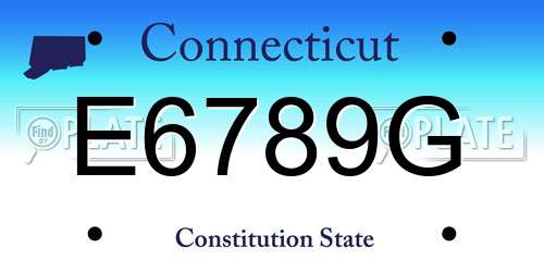 E6789G Connecticut License Plate