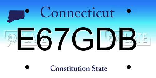 E67GDB Connecticut License Plate
