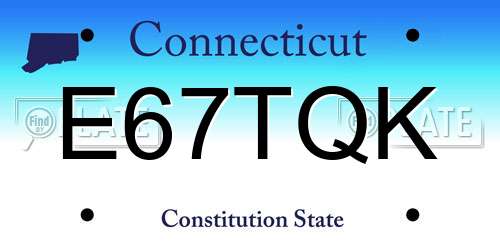 E67TQK Connecticut License Plate