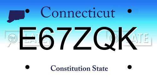 E67ZQK Connecticut License Plate