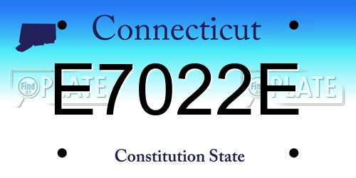 E7022E Connecticut License Plate