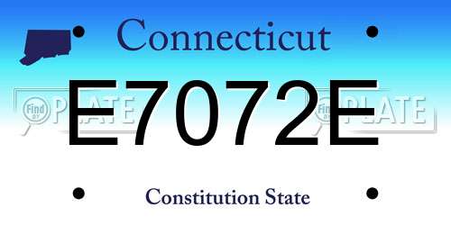 E7072E Connecticut License Plate