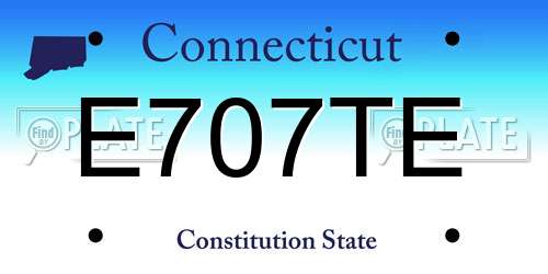 E707TE Connecticut License Plate