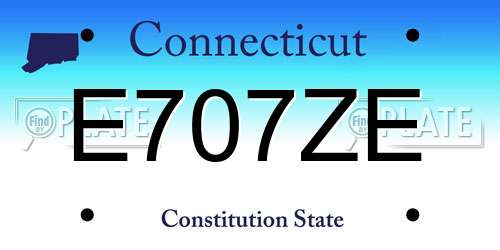E707ZE Connecticut License Plate