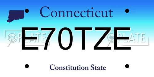 E70TZE Connecticut License Plate
