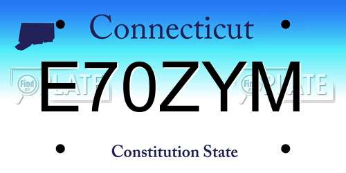 E70ZYM Connecticut License Plate